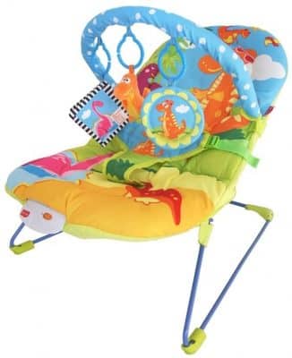 LuvLap Little Dino Baby Bouncer with Soothing Vibration and Music (Multi Color)